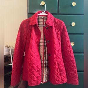 Red Quilted Burberry Jacket